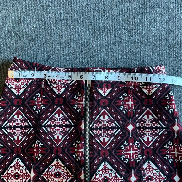 H&M Flare Mini Skirt Pattern Denim With Front Zipper Women 2 Lined - Picture 12 of 15